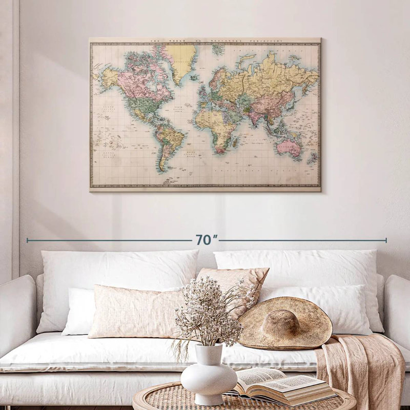 Aliaz Mercator Projection World Map, 30" H x 45" W