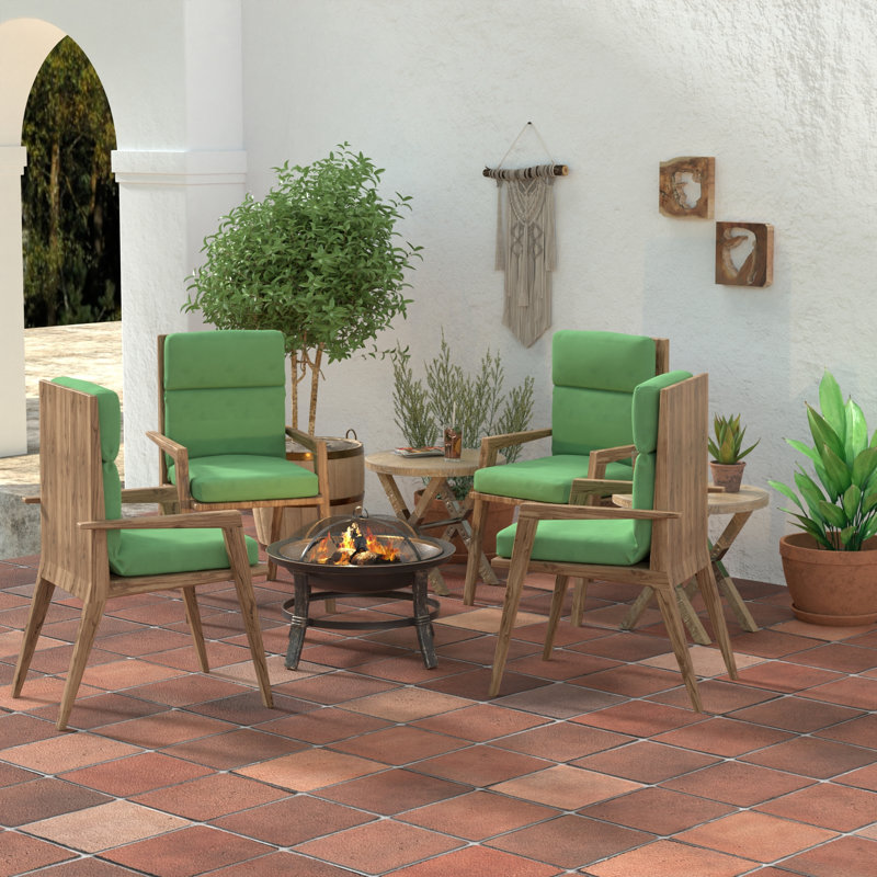 23" x 46" Solid Outdoor Chair Cushion with Ties, Canvas Cucumber