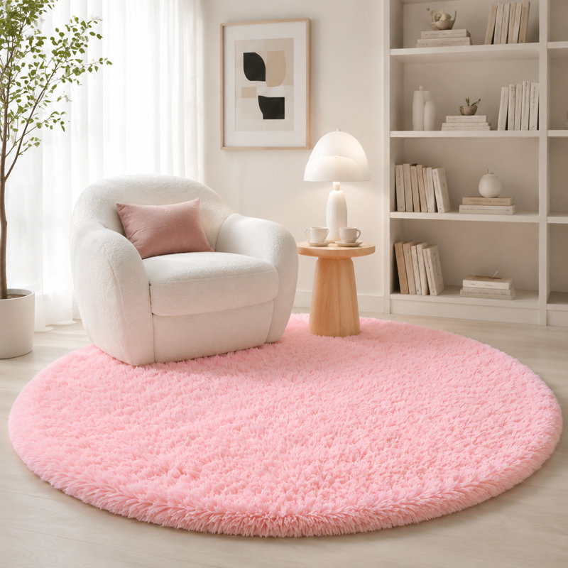 Plush Round Area Rug, Soft Fuzzy Shag Rug for Bedroom Living Room Balcony, Fluffy Carpet for Home Decor, Non-Slip Cozy Decorative Rug.
