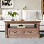 Table basse traditionnelle américaine l 48 po - Plateau de table rectangulaire en bois avec tablier droit, finition naturelle lisse - Table de salon classique