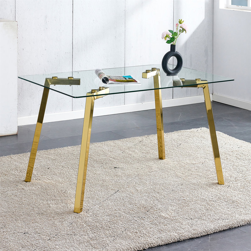 Table de salle à manger Deandre, H 30,11 po x L 47,24 po x l 27,55 po, Doré