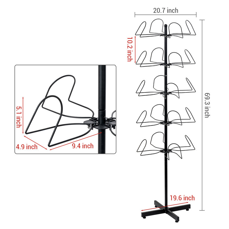 Freestanding 20 Hooks Hat Display Tree Rack