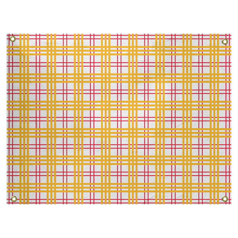 Tapisserie en polyester Kansas City Luxury, H 50 po x l 59 po, Blanc / rouge / doré