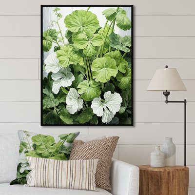 " Minimalism White And Green Geraniums I "