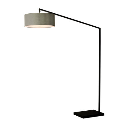 Stretch 87"H 1-Light Arc Lamp, Linen Shade & Body, Dimmable, for Living Room or Bedroom