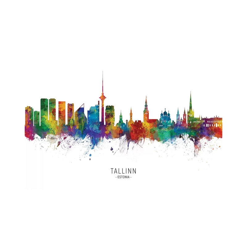 Tallinn Estonia Skyline by Michael Tompsett - Wrapped Canvas Gallery-Wrapped Canvas Giclée, 20.32cm H x 30.48cm W