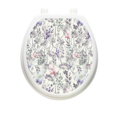 Fairy Floral Toilet Seat Decal – Toilet Tattoos Reusable Static Cling Vinyl Lid Cover – Cottage Bathroom Decor