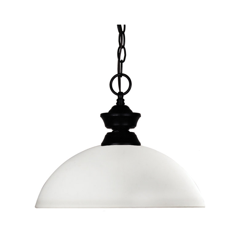 Luminaire suspendu en forme de dôme à 1 lumière Chapa, Noir mat, Opale mat