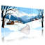 Ensemble de 3 impressions sur toile, paysage d'hiver avec montagnes enneigées et cabanes-57925454