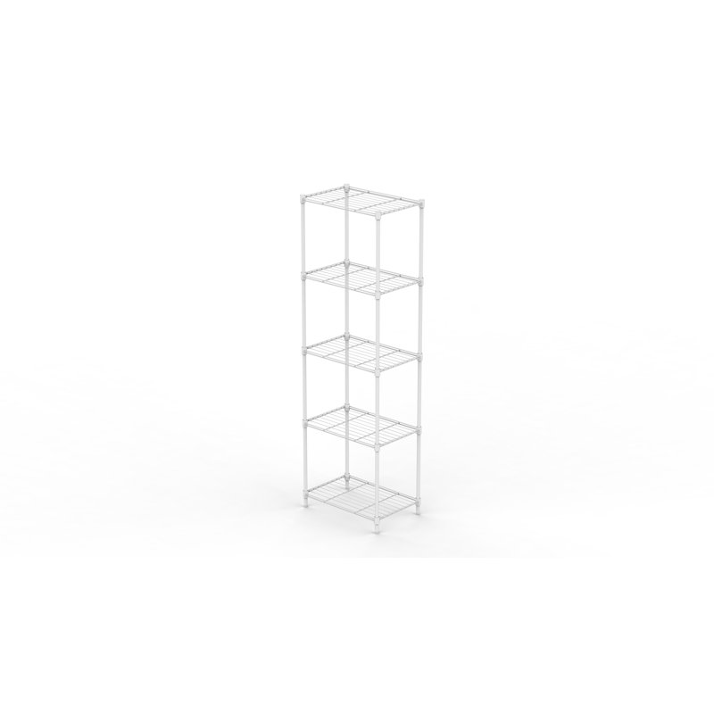 5-Tier White Metal Wire Shelving Unit, Heavy-Duty Storage Rack Organizer for Kitchen, Bathroom & Garage