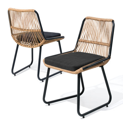  Chaise d'extérieur en métal en rotin / osier avec coussin amovible