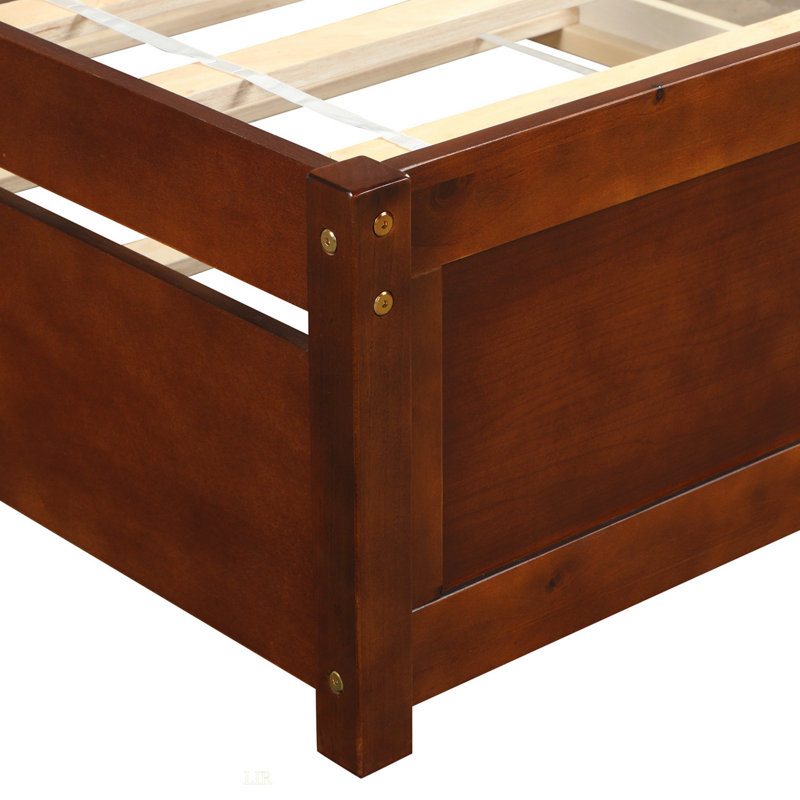 Base de lit simple avec lit gigogne en bois, Noyer