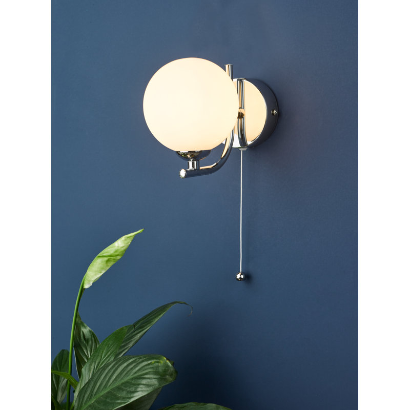 Wall Light, Polished Chrome, Opal Glass