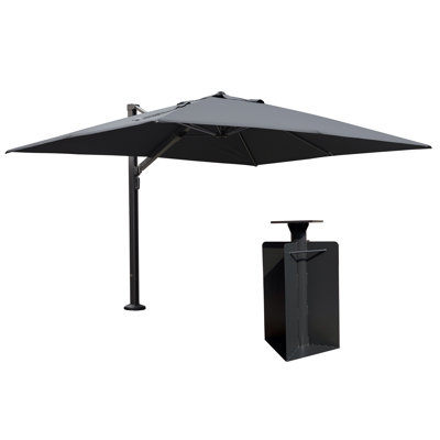 Kris 108'' x 144'' Rectangular Cantilever Umbrella With Crank Lift Counter With Base In Ground,Gray
