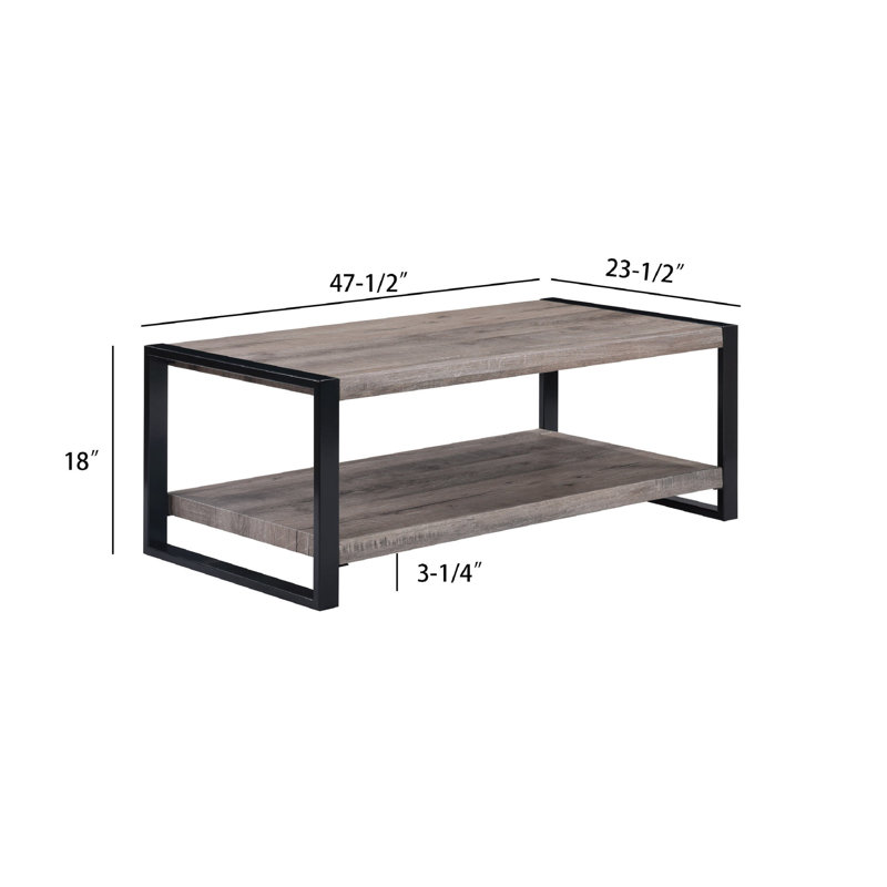 Table basse rectangulaire avec rangement, mobilier rustique en bois brun pour salon contemporain