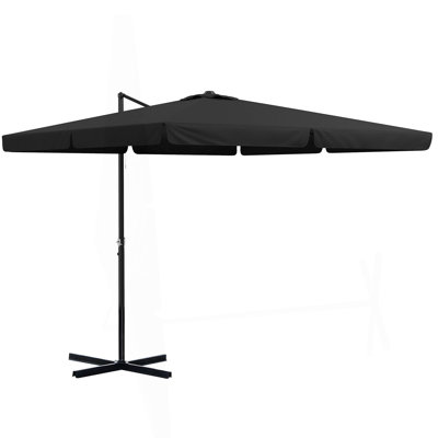 Parasol de patio, parasol en porte-à-faux de 10 pi, parasol carré décalé avec inclinaison, manivelle, base croisée, poteau en aluminium et évent, parasol suspendu pour le jardin, la piscine, la cour