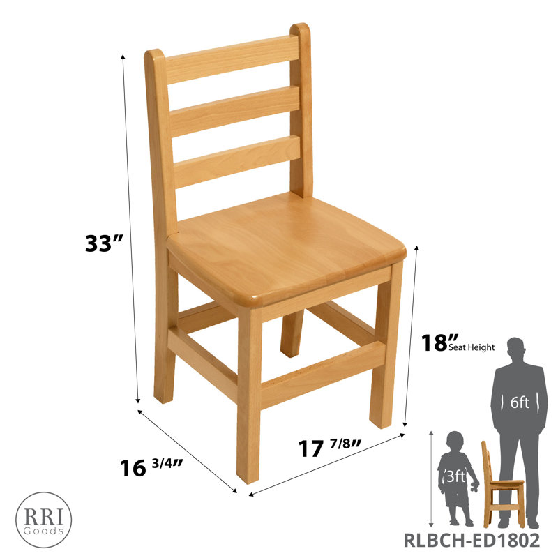 Hysell Kids Wood Desk Or Activity Chair Chair and Ottoman, Light Natural, 33" H x 18" W x 17" D