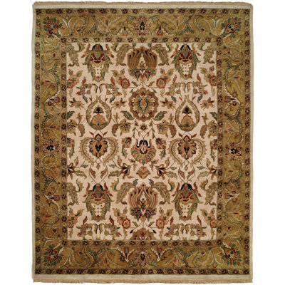Wool Oriental Area Rug in Gold/Beige