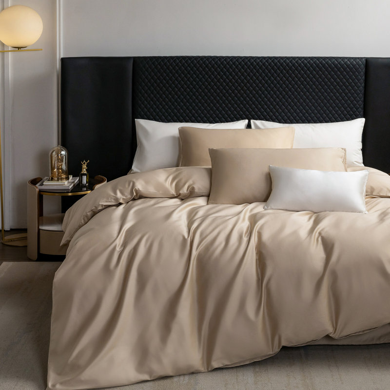 Ensemble de housse de couette MooMee, Housse de couette pour très grand lit et 2 taies , Champagne