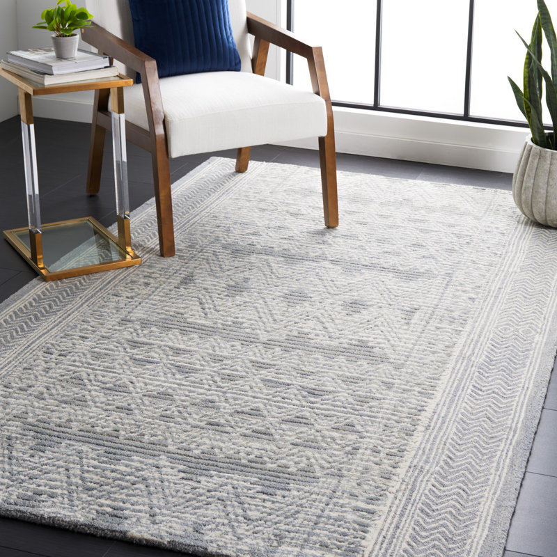 Abstract Hand Tufted Wool Southwestern Rug, Rectangle 5' x 8'