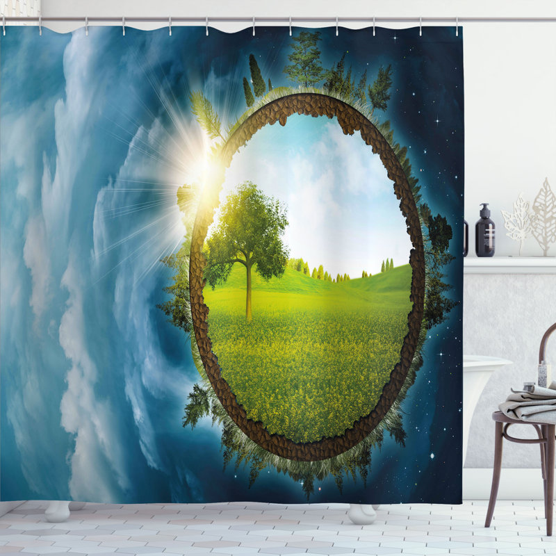 Shower Curtain with Hooks Included, 70"H x 69"W