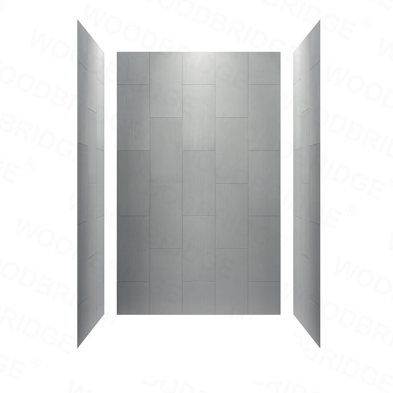 Lyon 60'' W 36'' D 75/96'' H Glue Up Solid Surface Shower Wall Panel Surround, Cuttable, 0.138-in thick