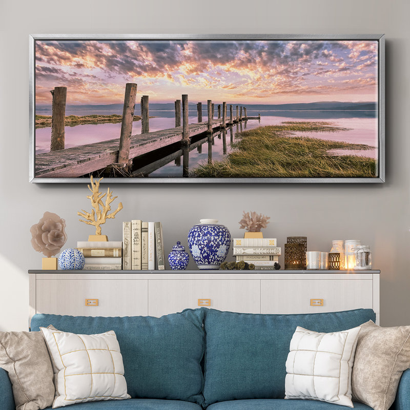 Sky - reproduction de cadre flottant sur toile, H 12 po x l 30 po x P 1,5 po, Argent