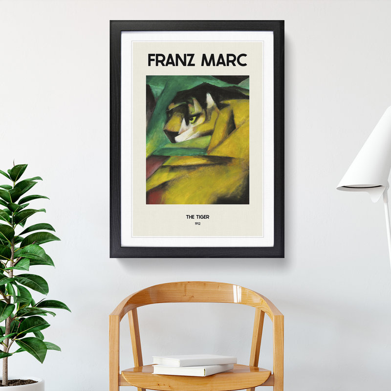 The Tiger by Franz Marc - Picture Frame Painting, 36cm H x 27cm W x 2cm D, Black Framed
