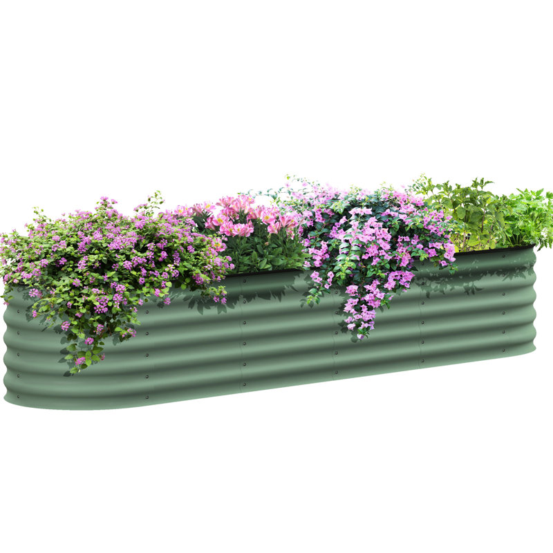 23.5" W X 16.5" H 94.5" L Galvanized Raised Garden Bed Kit, Outdoor Metal Planter With Edging, Alluring For Beauty, - L, Elevated Edging Appeal,
