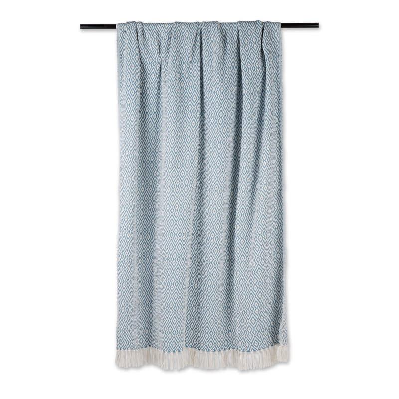 Jeté en coton , Bleu sarcelle géométrique 1