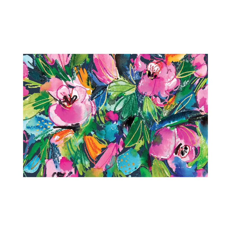 Floral Fun I par Joy Ting - peinture sur toile tendue, H 18 po x l 26 po x P 1,5 po
