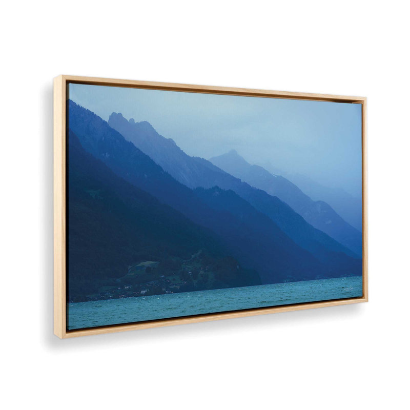 Reproduction d'art, "Blue alpes" par Martin Podt, L 18 po x H 12 po, Tanné, Toile avec cadre