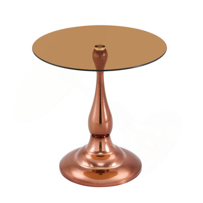 Small metal side table, modern metal round-edge table with a glass top measuring approximately 19.6 inches in diameter. Ideal for use next to a bed or sofa, in living rooms, bedrooms, etc.