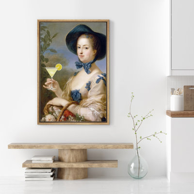 Altered Classical Portraits " Classic Lady With Lemon Martini" Eclectic Print Wall Art