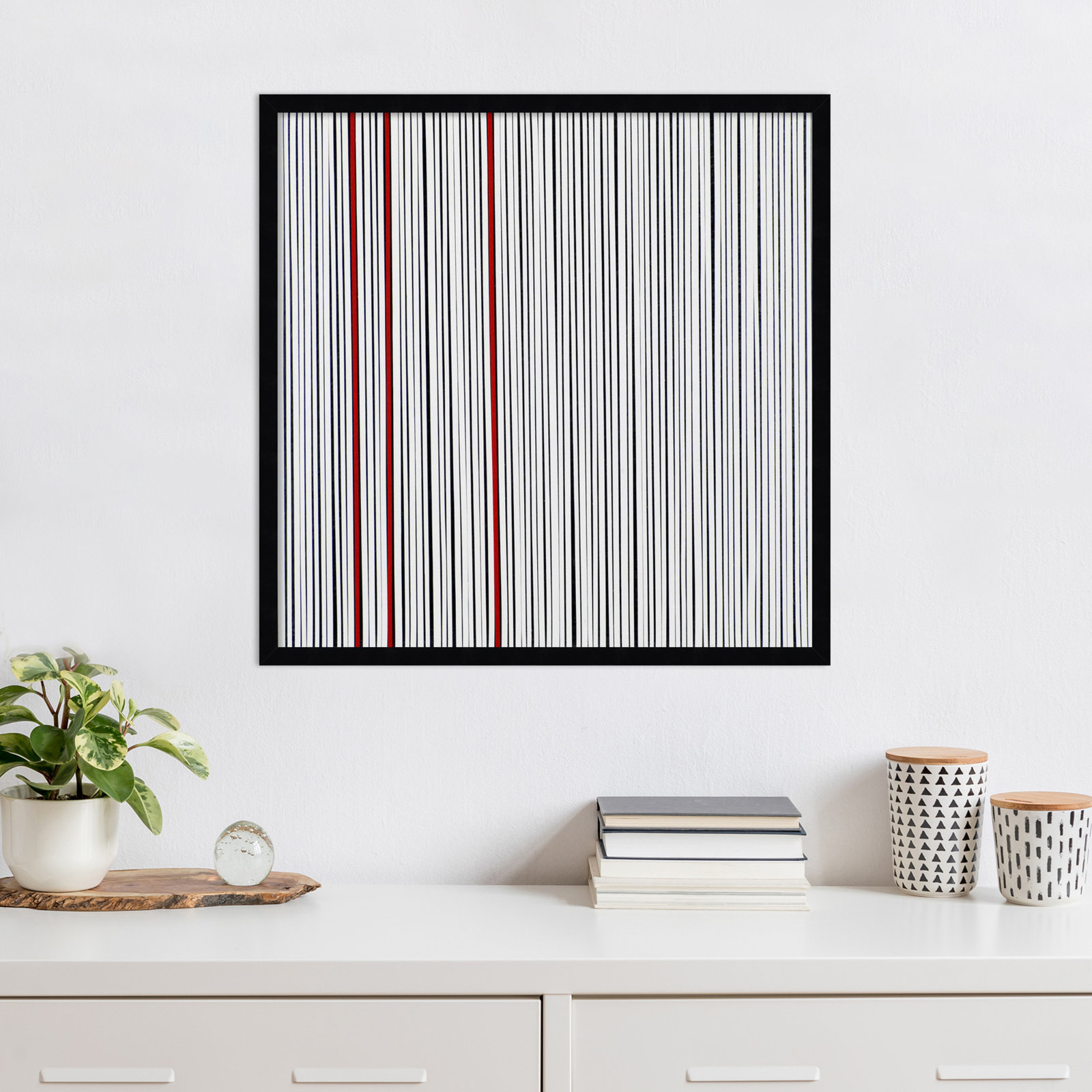 Mostly White Print by Alex Dunn, Black, 25" H x 25" W x 1" D