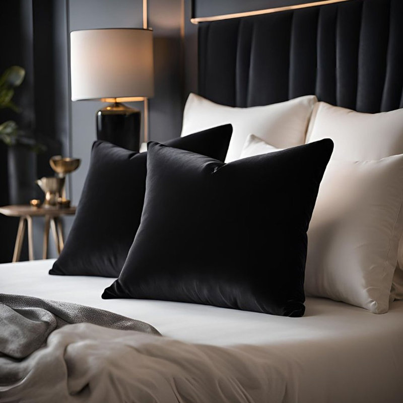 Coussin Plutus, Carrée, Noir, noir, noir, noir, H 26 po x l 26 po