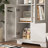 Wooden Floor Cabinet with Glass Doors and Storage Spac-1576439258