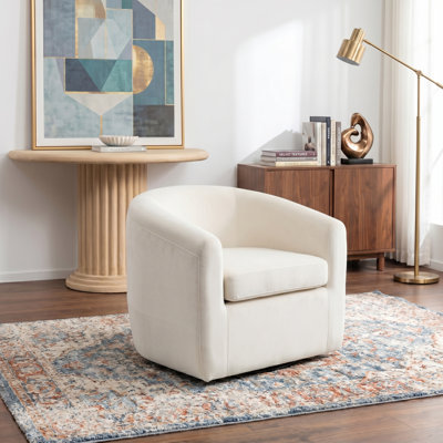 Richard  Upholstered Velvet Swivel Barrel Chair