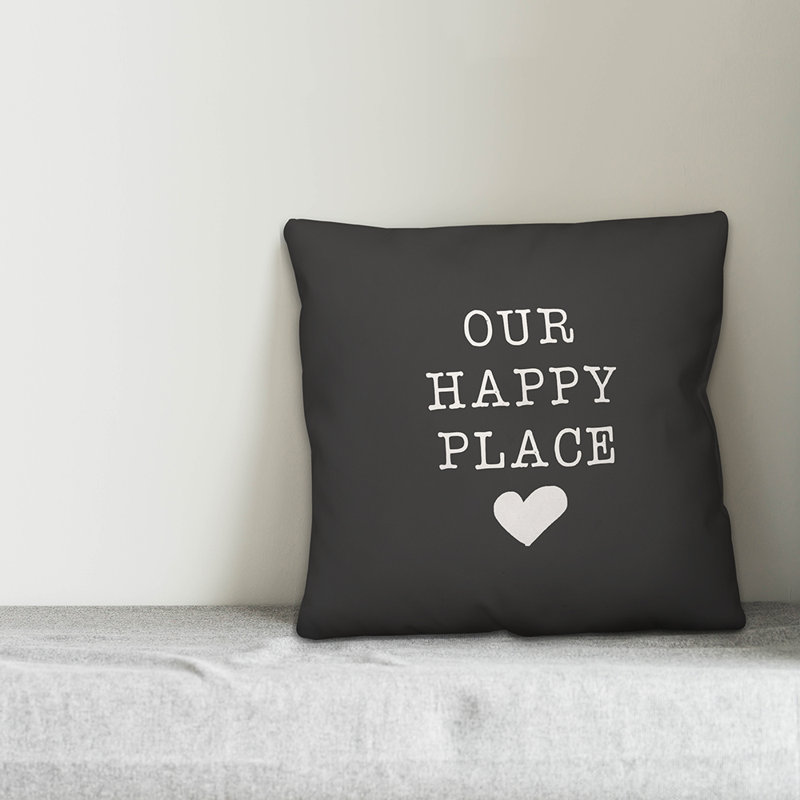 Textual Outdoor Throw Pillow, 16" H x 16" W, Faded Black/White