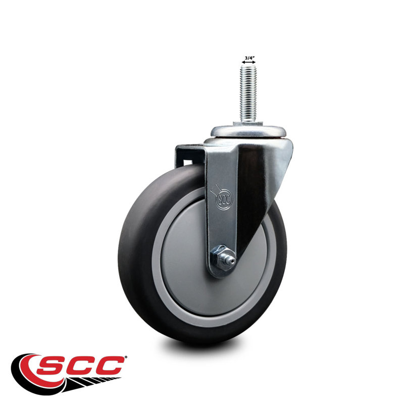 Rubber Wheel Swivel ½ Inch Threaded Stem Caster Set SCC