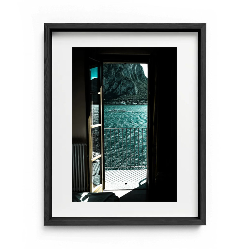 Terrazza Del Lago Print by Joseph Regan, 26" H x 22" W x 0.75" D, Black