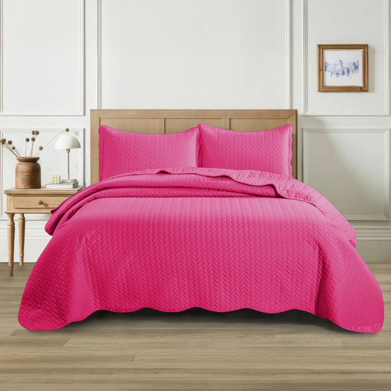 Ensemble de couvre-lit matelassé embossé - Couvre-lit en microfibre ultra doux avec taies décoratives, literie de style hôtel pour tous les lits