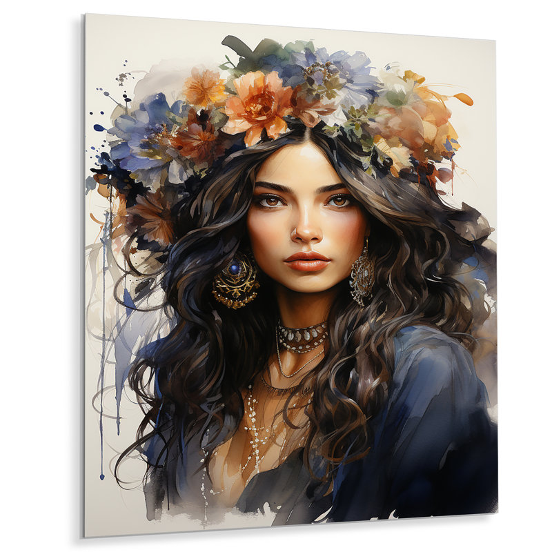Décoration murale Boho Latina Bohemian Queen - Boho Woman, H 40 po x l 30 po x P 1 po