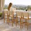 Ensemble de 4 tabourets de bar d'extérieur en bois d'acacia naturel et en osier tissé - Chaises robustes à hauteur de comptoir pour le patio et la piscine
