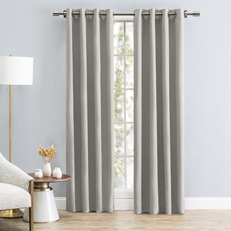 Adel Blackout Curtain Single Panel, 50" W x 96" L, Stone