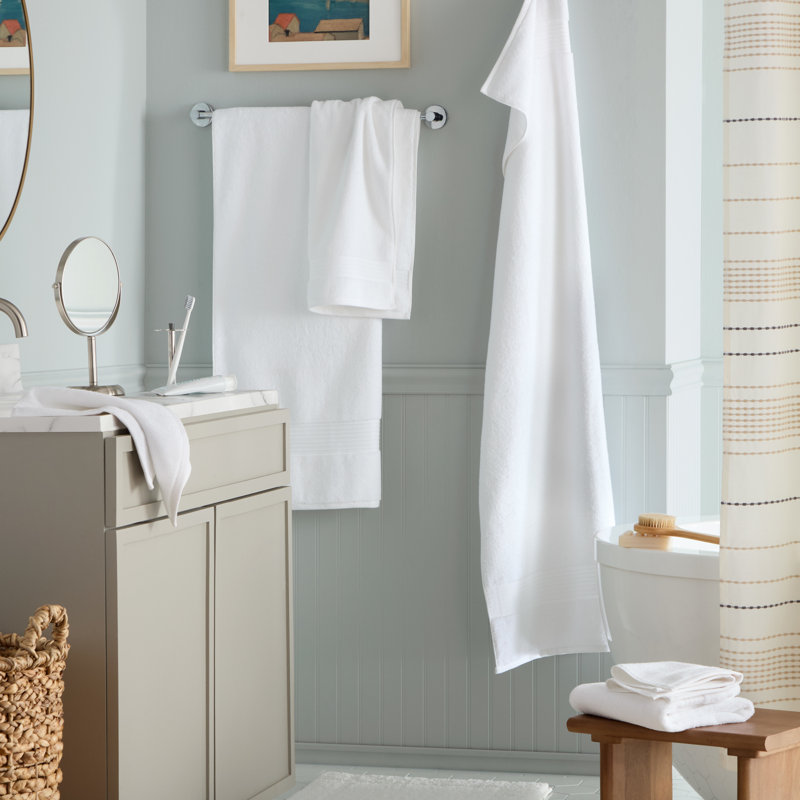 Ensemble de bordure Dobby 6 pièces Town & Country Country Everlyday, 2 salles de bain, 2 mains, 2 lavages, 100% coton, Blanc