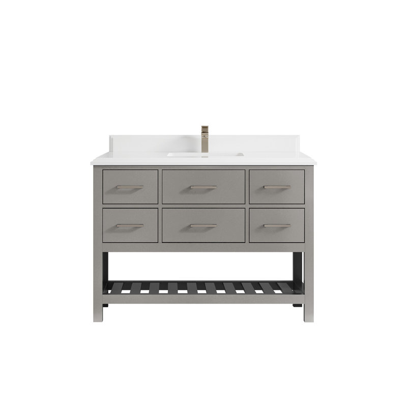 Parker 48'' Single Bathroom Vanity with Top, White
