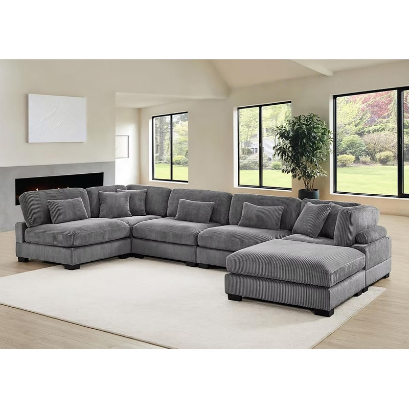 Canapé modulaire 6 pièces Supremo, Tissu gris
