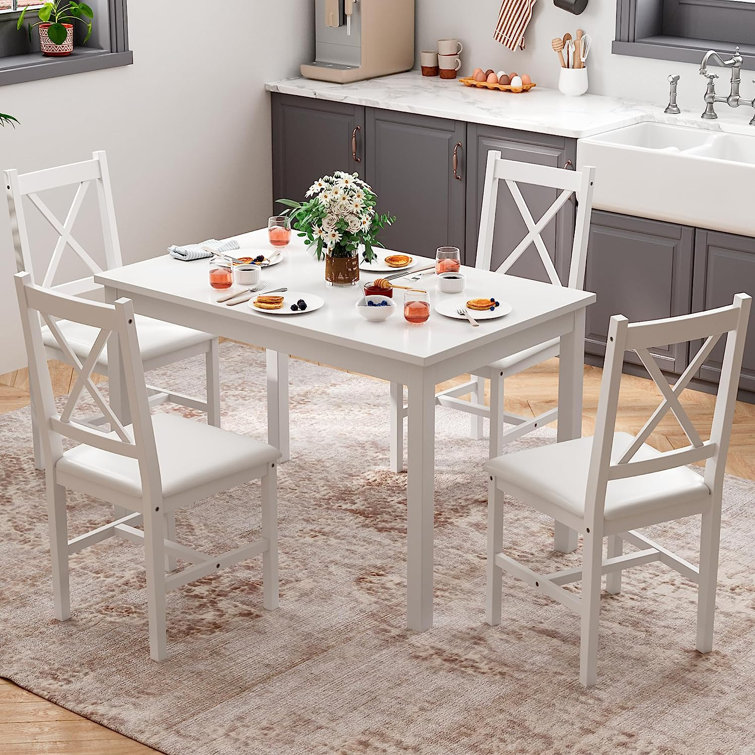 Adriatik Rectangular 42.5'' L x 25.6'' W Restaurant Dining Set - White and Grey