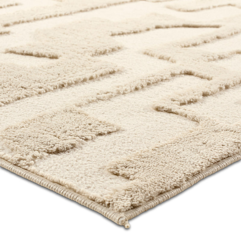 Cithlali Abstract White Area Rug, Rectangle 6'8" x 10'